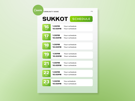 Sukkot Schedule