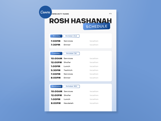 Rosh Hashanah Schedule