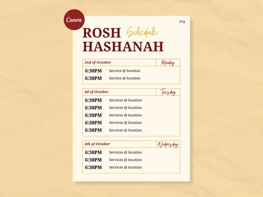 Rosh Hashanah Schedule