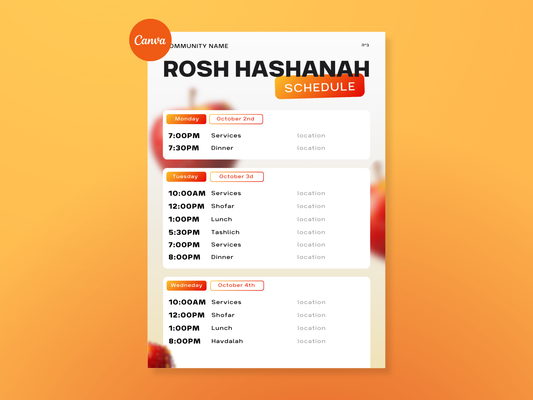 Rosh Hashanah Schedule