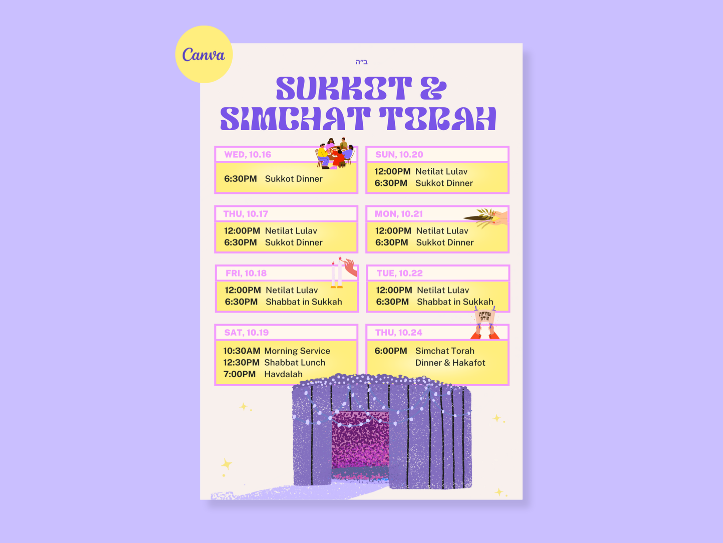 Sukkot & Simchat Torah Schedule